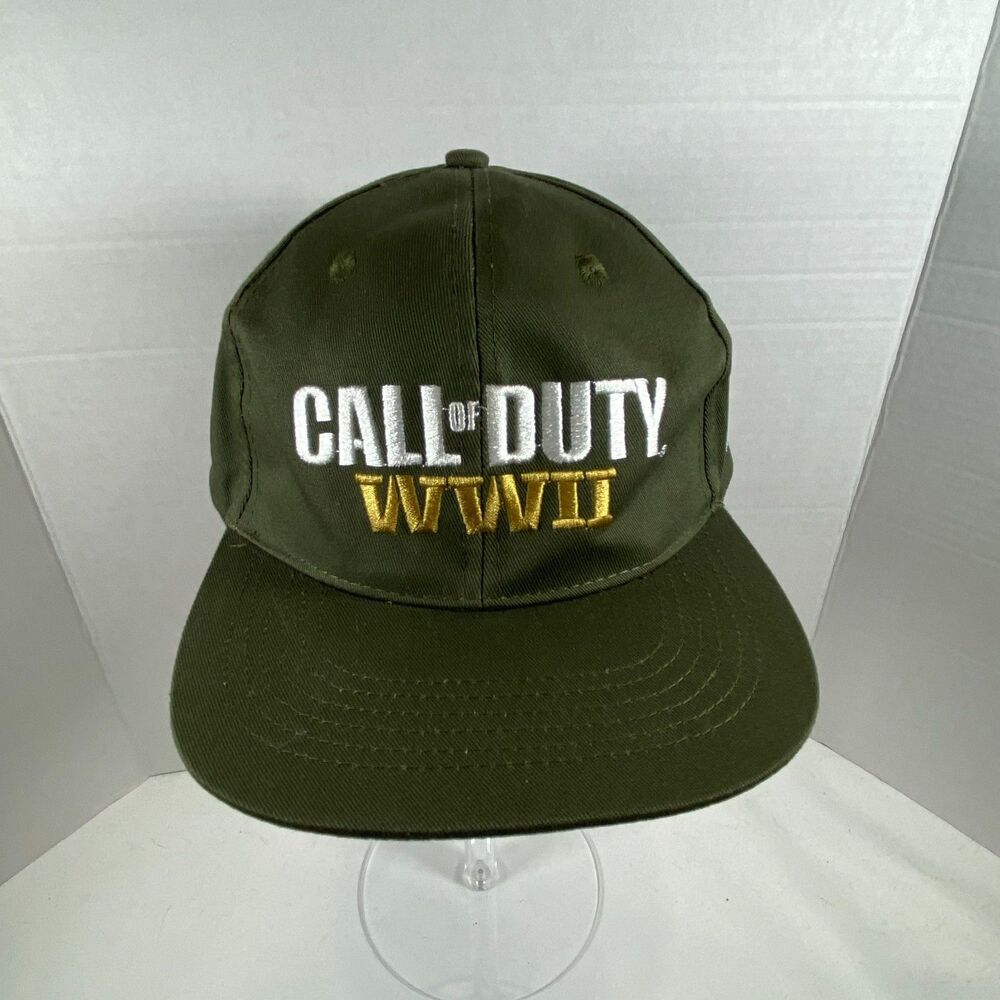 Call of Duty WWII Hat Olive Green Gold Silver Embroidered Video Game Snapback Ca